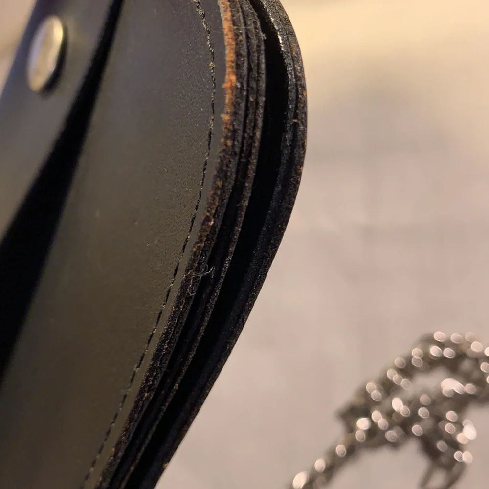 NWOT Leather large wallet on a chain, Motocycle